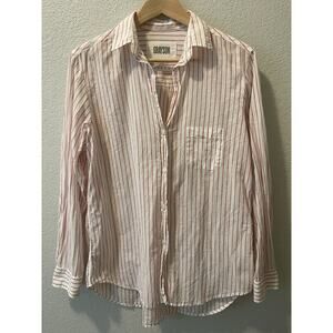 Frank & Eileen Grayson Hero Stripe Cotton Button up Shirt White Pink Sz 2 Small